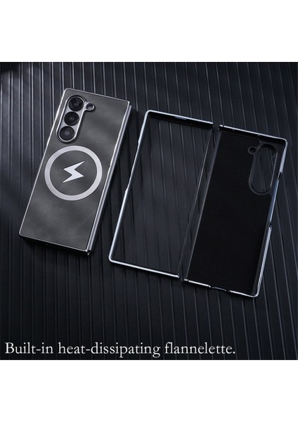 Samsung Galaxy Z Fold6 5g Deri+Pc+Metal Telefon Kılıfı Magsafe ile Uyumlu (Yurt Dışından)
