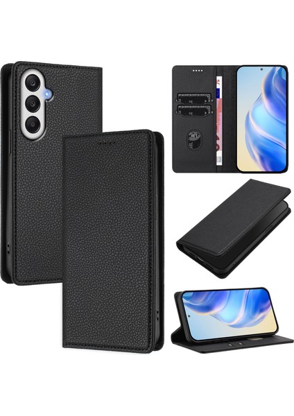 Samsung Galaxy A15 Cüzdan Rfıd Engelleme Litchi Doku Deri Kapak (Yurt Dışından)