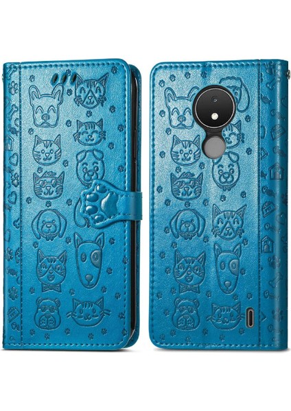 Nokia C21 Darbeye Karikatür Hayvanlar Için Kılıf Kapak Çevirin Deri Kılıf (Yurt Dışından)
