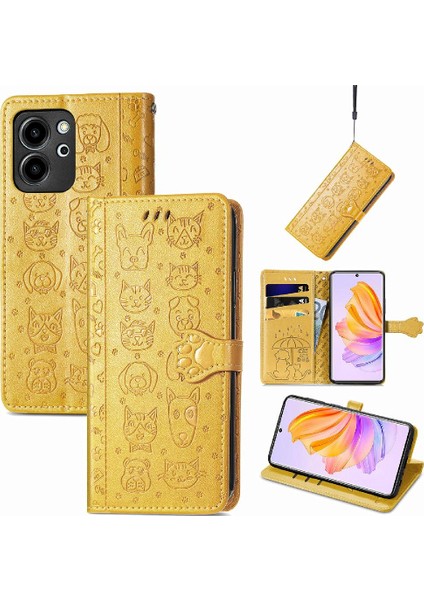 Huawei Onur Için Kılıf 80SE Karikatür Hayvanlar Kısa Kayış Darbeye Deri (Yurt Dışından) modelleri