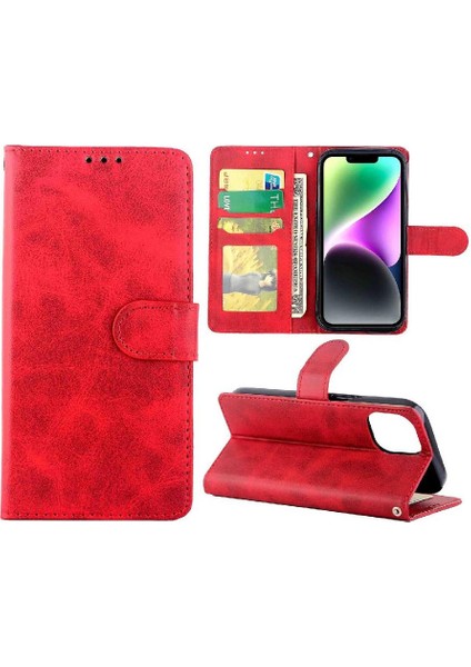 Apple iPhone 14 Için Filp Durumda Pu Deri Manyetik Kapatma Kickstand Kart Tutucu (Yurt Dışından)