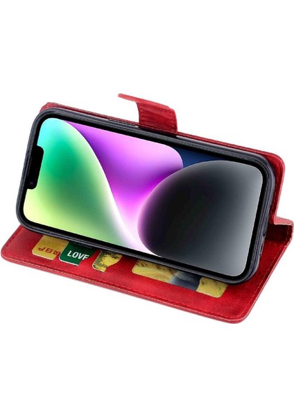 Apple iPhone 14 Için Filp Durumda Pu Deri Manyetik Kapatma Kickstand Kart Tutucu (Yurt Dışından) modelleri