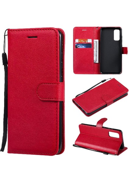 Kart Yuvası Cüzdan ile Samsung Galaxy S20 Klasik Düz Renk Için Flip Case (Yurt Dışından)