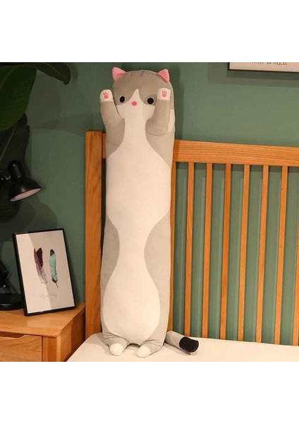 Sevimli Yumuşak Uzun Kedi Yastık Peluş Doğum Günü Hediyesi 50 cm