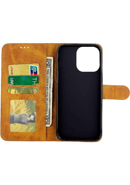 Apple iPhone 15 Için Filp Durumda Pro Max Kickstand Pu Deri Kart Tutucu Manyetik (Yurt Dışından)