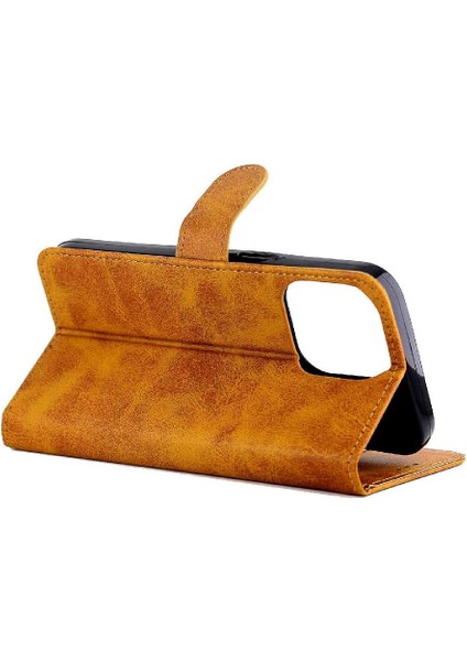 Apple iPhone 15 Için Filp Durumda Pro Max Kickstand Pu Deri Kart Tutucu Manyetik (Yurt Dışından)