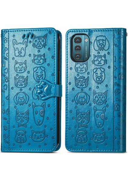 Nokia G21 Için Kılıf Kısa Kayış Karikatür Hayvanlar Deri Kılıf Kapak Çevirin (Yurt Dışından)