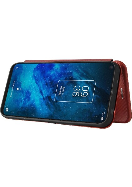 Kart Tutucu Kickstand ile Tcl 10 5g Leather Deri Folio Flip Case Için Kılıf (Yurt Dışından)