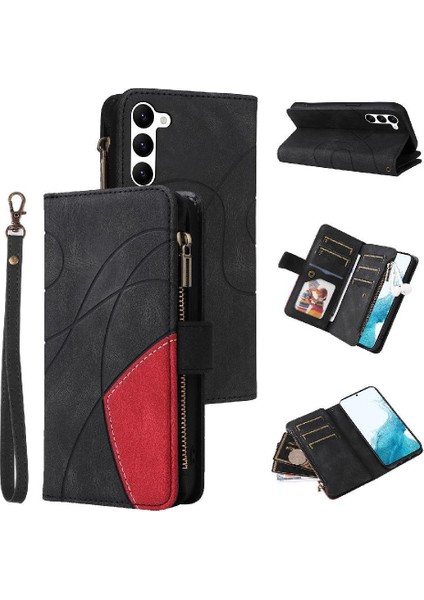 Kart Yuvası Standı ile Samsung Galaxy S23 Iki Renkli Dikiş Için Kılıf (Yurt Dışından)