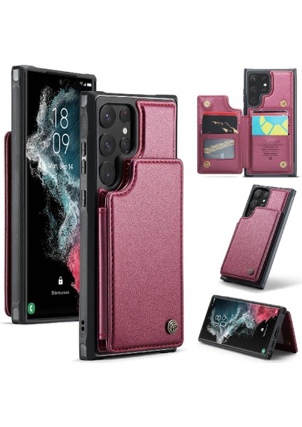 Samsung Galaxy S22 Ultra Kickstand Ince Darbeye Dayanıklı Caseme Cüzdan Kılıf (Yurt Dışından)