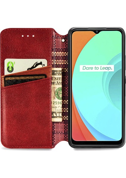 Oppo Realme C11 Cüzdan Fonksiyonu Flip Kapak Için Kılıf Zarif Iş (Yurt Dışından)
