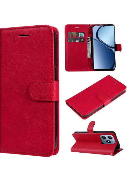 Realme C61 Iş Cüzdan Telefon Kılıfı Için Flip Case Klasik Düz Renk (Yurt Dışından)
