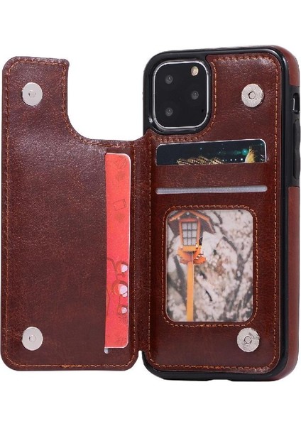 Kart Tutucu Kickstand ile Apple iPhone 11 Pro Max Pu Deri Için Cüzdan Kılıf (Yurt Dışından)