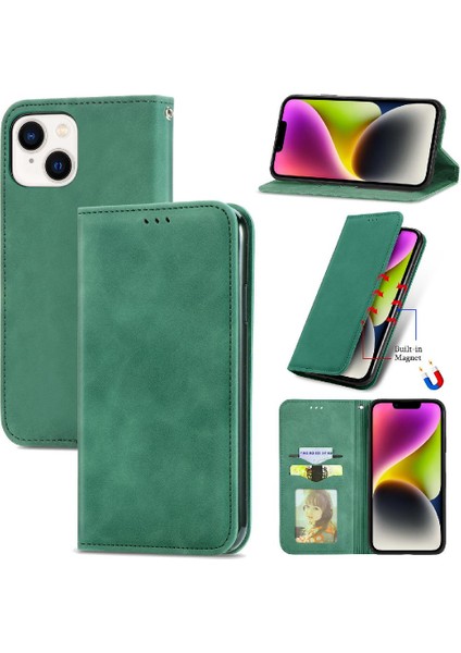 Apple iPhone 14 Için Kılıf Deri Kılıf Basit Iş Cüzdan Kapak Çevirin (Yurt Dışından)
