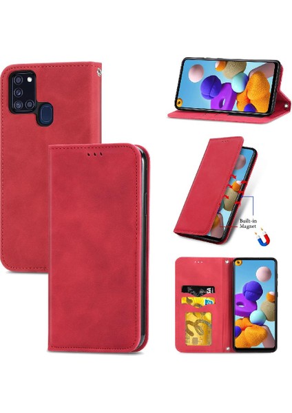 Samsung A21S Cüzdan Basit Iş Darbeye Kapak Kılıfı (Yurt Dışından)
