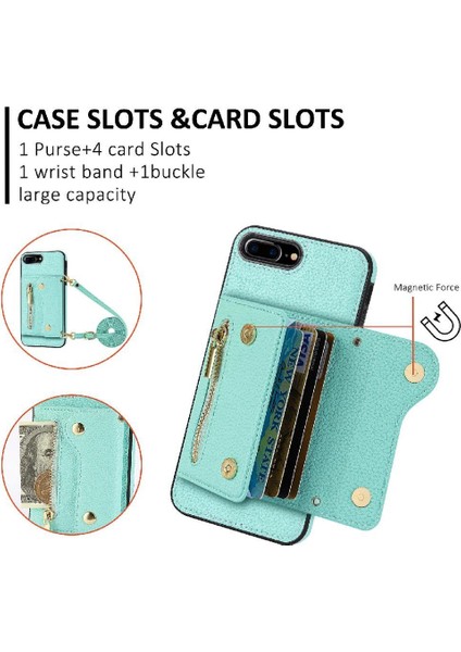 Apple iPhone 7 Için Kılıf Artı/8 Artı Kart Yuvaları Uzun Kayış Hafif Mini (Yurt Dışından)