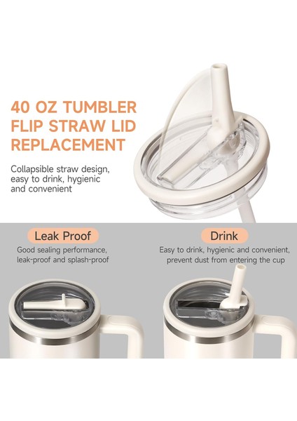 40 Oz Tumbler Flip Pipet Kapağı Yedek Uyumlu, Sızdırmaz Dökülmez Yeniden Kullanılabilir Silikon Pipetler Soda Kutusu Kapağı (Yurt Dışından) fiyatları