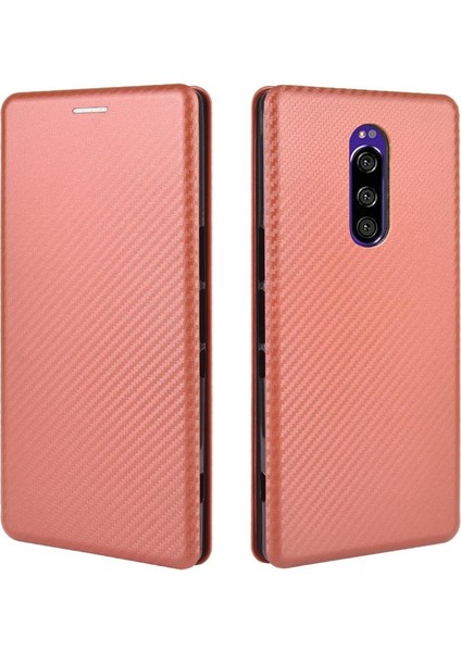 Kart Tutucu Kickstand ile Sony Xperia 1 Manyetik Karbon Fiber Için Kılıf (Yurt Dışından)