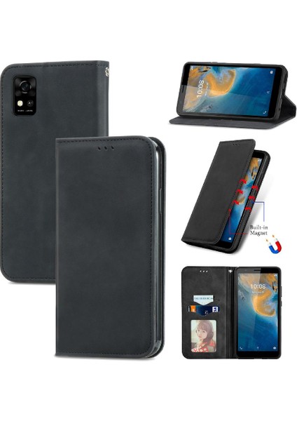 Zte Blade Case Fermuar Deri Kılıf Basit Iş Kordon (Yurt Dışından)