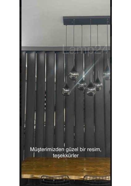 Damla Serisi 7'li Füme Glop Camlı Yemek Masası Avizesi fiyatları