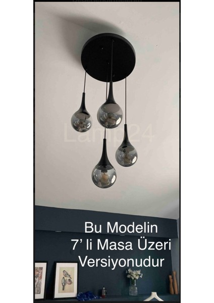 Damla Serisi 7'li Füme Glop Camlı Yemek Masası Avizesi indirimleri