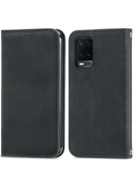 Oppo A54 4g Için Basit Iş Fermuar Deri Kılıf Cüzdan Kordon (Yurt Dışından)