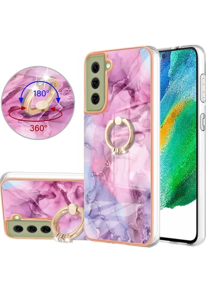 Samsung Galaxy S21 Fe 5g Için Kılıf 360 &deg; Dönebilir Halka Tampon Mermer Tpu (Yurt Dışından)