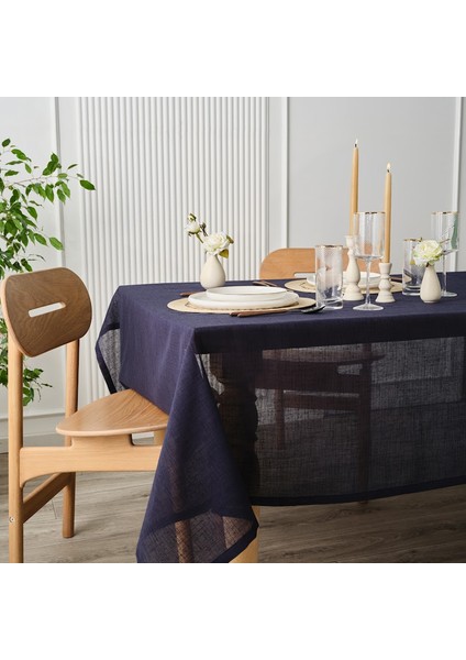 Christina Keten Görünümlü Masa Örtüsü 140 x 200 cm Mavi
