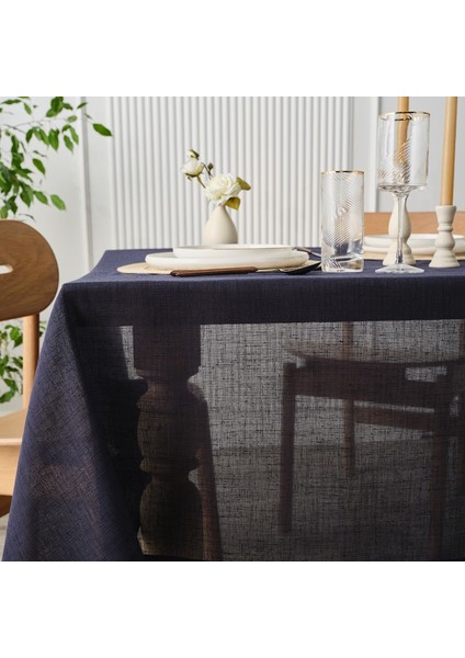 Christina Keten Görünümlü Masa Örtüsü 140 x 200 cm Mavi modelleri