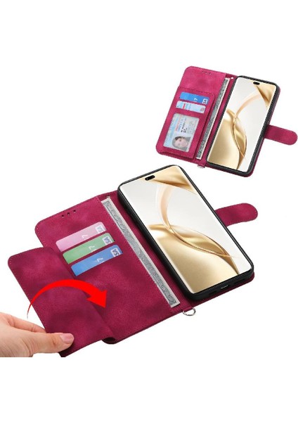 Onur Için Flip Case 200 Pro Çoklu Kredi Kartı Yuvaları Bileklik Kabartmalı (Yurt Dışından)