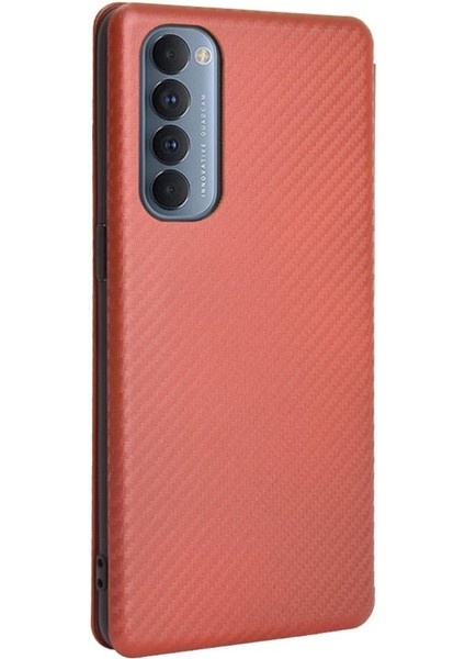 Oppo Reno4 Pro 4g Için Kılıf Tam Koruma Manyetik Karbon Fiber Deri (Yurt Dışından)