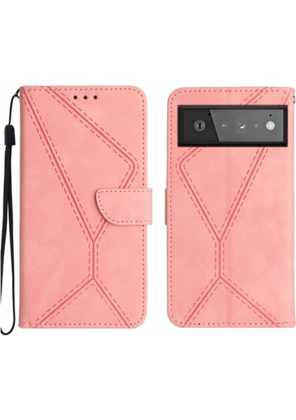 Google Piksel 6 Telefon Kılıfı Için Kılıf Yüksek Kalite Tpu Dikiş Kabartmalı Pu (Yurt Dışından)