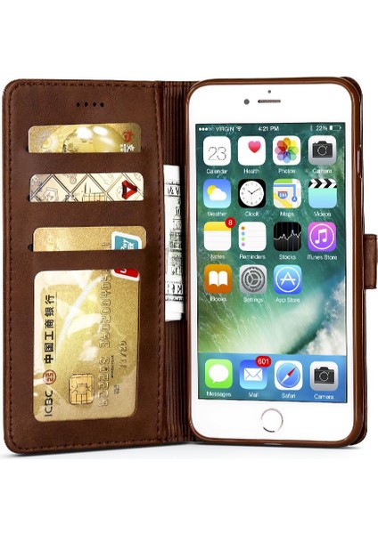 Apple iPhone 6/6s Buzağı Doku Yatay Çevir Deri Kılıf Kart Yuvaları (Yurt Dışından)
