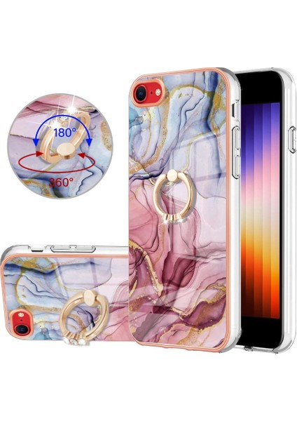 Apple iPhone Se 2022/2020 Mermer Darbeye Dayanıklı Tpu Silikon 360 &deg; Dönebilir (Yurt Dışından)