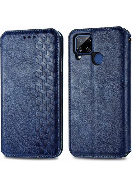 Oppo Realme C15 Zarif Iş Deri Çanta Cüzdan Fonksiyonu Için Kılıf (Yurt Dışından)