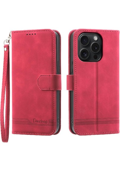 Apple iPhone 15 Için Flip Case Pro Bileklik Kart Yuvaları Premium Manyetik Kapatma (Yurt Dışından)