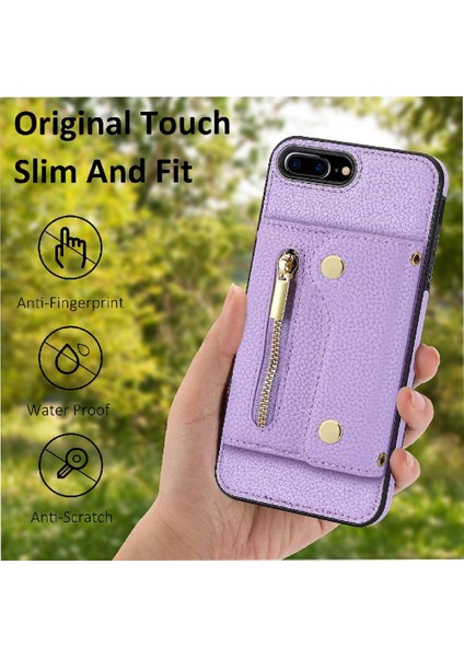 Apple iPhone 7 Için Kılıf Artı/8 Artı Kart Yuvaları Uzun Kayış Hafif Mini (Yurt Dışından)