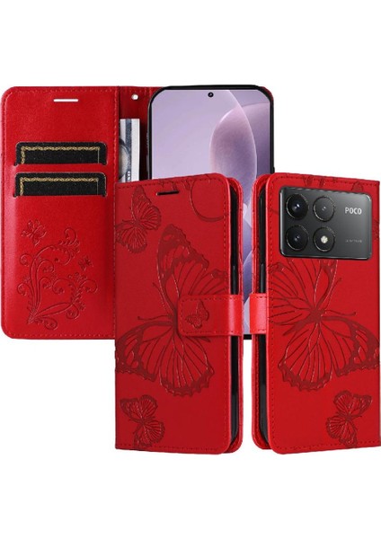 Kart Yuvası Standı ile Xiaomi Redmi K70 Pu Deri Kılıf Kickstand Çevirin (Yurt Dışından) modelleri