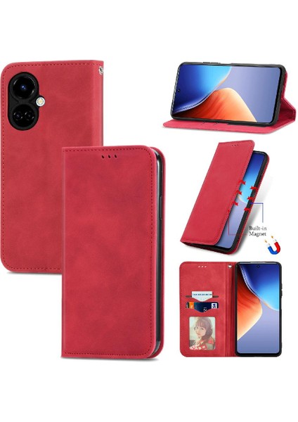 Tecno Camon 19 Deri Çanta Basit Iş Cüzdan Kordon Için Kılıf (Yurt Dışından)