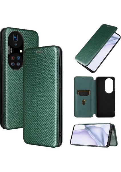 Kart Tutucu Kickstand Manyetik Karbon Fiber ile Huawei P50 Pro Için Kılıf (Yurt Dışından)
