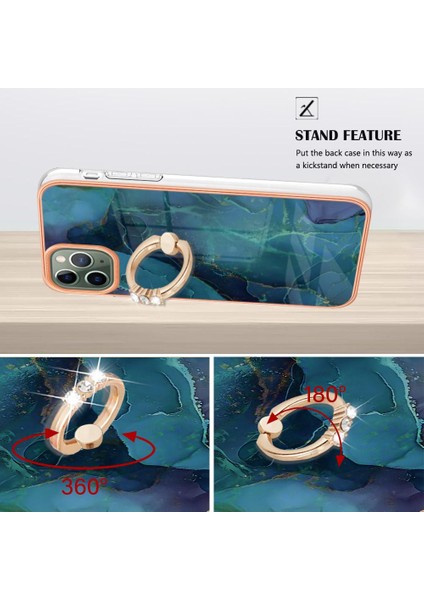 Apple iPhone 12 Için Kılıf Pro Max Tampon Mermer Darbeye Tpu Silikon 360 &deg; Halka (Yurt Dışından)