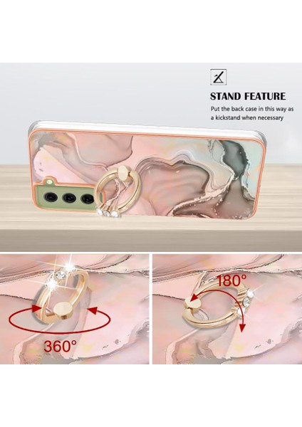 Samsung Galaxy S21 Fe 5g Için Kılıf 360 &deg; Dönebilir Halka Tampon Mermer Tpu (Yurt Dışından)