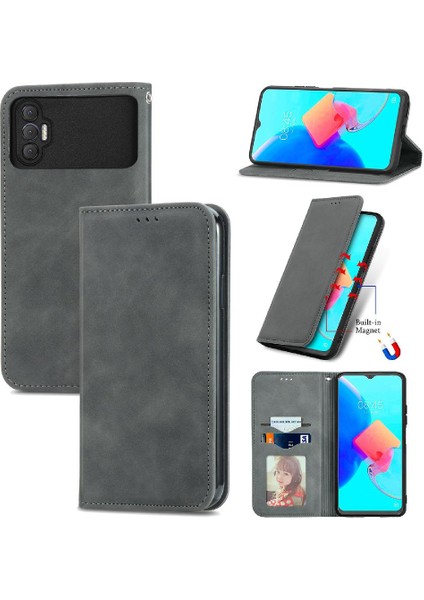 Tecno Spark 8p Kordon Deri Çanta Basit Iş Fermuar Için Kılıf (Yurt Dışından)