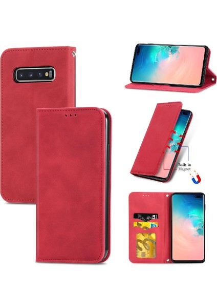 Samsung S10 Artı Flip Kapak Darbeye Deri Kılıf Cüzdan (Yurt Dışından)