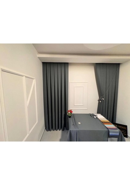 Nivemeshome Roma 18542-D K.gri Keten 1/3 Sık Pileli Fon Perde Apm indirimleri