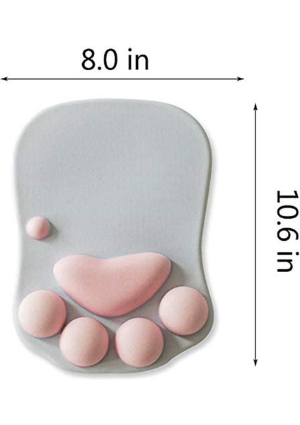 Yumuşak Silikon Bilek Desteği Destek Yastığı ile Sevimli 3D Mouse Pad - Kaymaz Premium Ergonomik Konfor Mouse Mat (Gri) (Yurt Dışından)