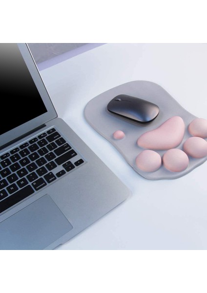 Yumuşak Silikon Bilek Desteği Destek Yastığı ile Sevimli 3D Mouse Pad - Kaymaz Premium Ergonomik Konfor Mouse Mat (Gri) (Yurt Dışından)