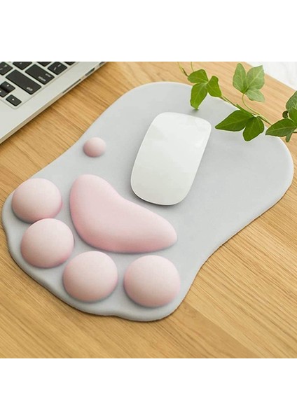 Yumuşak Silikon Bilek Desteği Destek Yastığı ile Sevimli 3D Mouse Pad - Kaymaz Premium Ergonomik Konfor Mouse Mat (Gri) (Yurt Dışından)