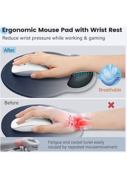 Kolay Yazma Ağrısını Gidermek Için Tabansız Bilek Desteği Destekli Ergonomik Mousepad, Daktilo Ofisi Için Mouse Pad (Yurt Dışından)