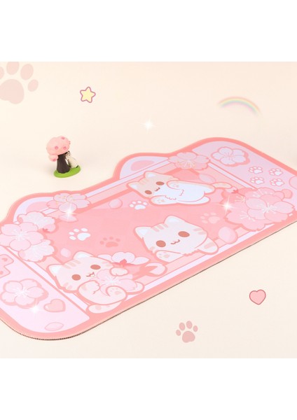 Ekstra Kawaii Oyun Mouse Pad Sevimli Pembe Sakura Kediler Sümen Su Geçirmez Kaymaz Dizüstü Bilgisayar Masası Aksesuarları (Yurt Dışından)